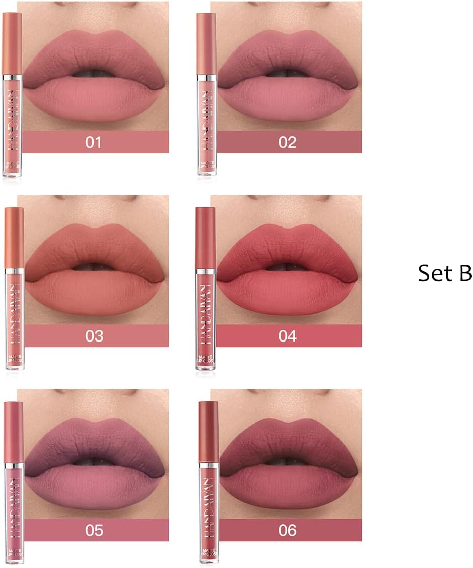 6 Colors Velvet Liquid Lipstick Set