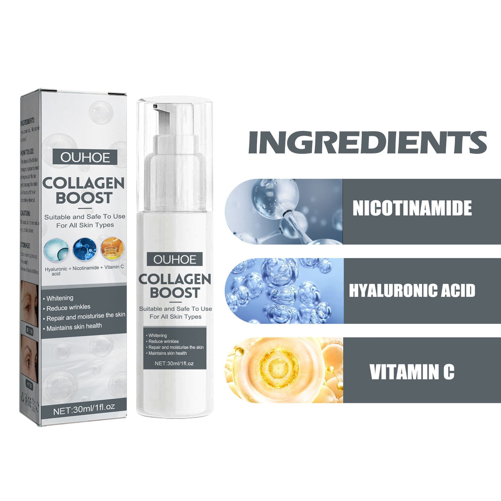 Advanced Collagen Boost Face Gel - (With Free Face Hydration Cream) - Herbal Solution For All Skin Problems