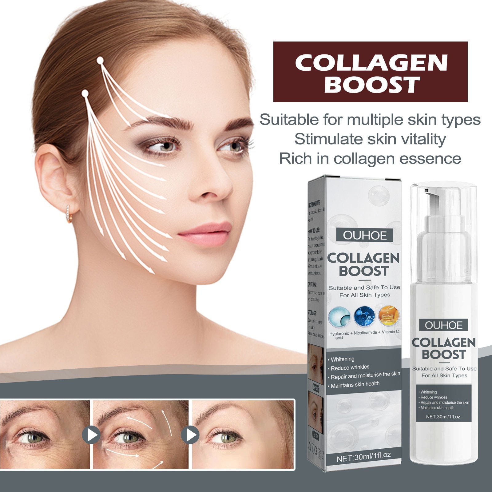 Advanced Collagen Boost Face Gel - (With Free Face Hydration Cream) - Herbal Solution For All Skin Problems